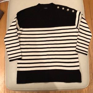 Talbots black/cream striped sweater